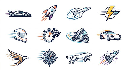 Obraz premium Speed and Motion Icon Set