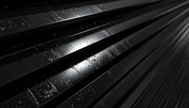 Dark, parallel lines with water droplets create a textured abstract background.