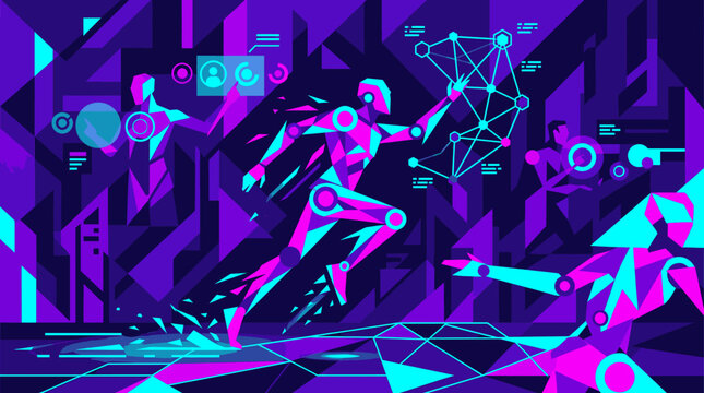 Futuristic Robots in Digital Network Performing Data Analysis