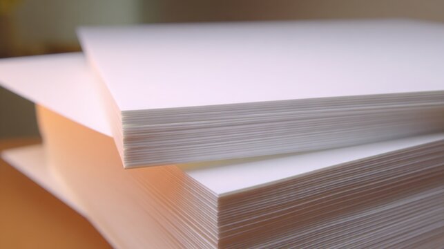 Precise Stacks of White Paper Sheets Ready for Use