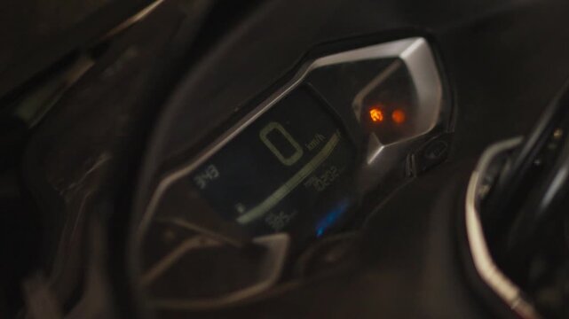Motorcycle Digital Dashboard Display Showing 0 KM Speed