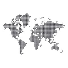 Fototapeta premium Dotted world map halftone pattern vector design.