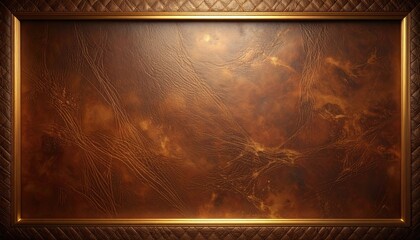 Fototapeta premium Luxurious Brown Leather Texture with Golden Frame