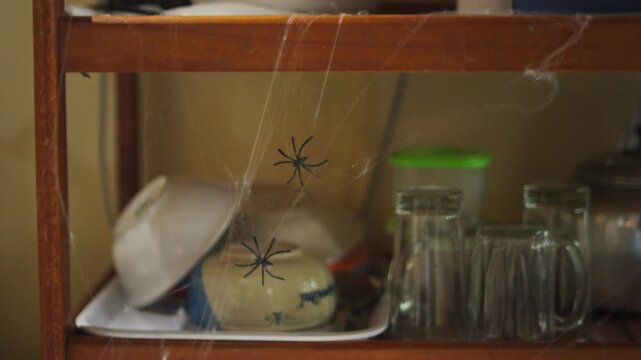 Fake Spider Placed on Dining Table Mat Near Dishware