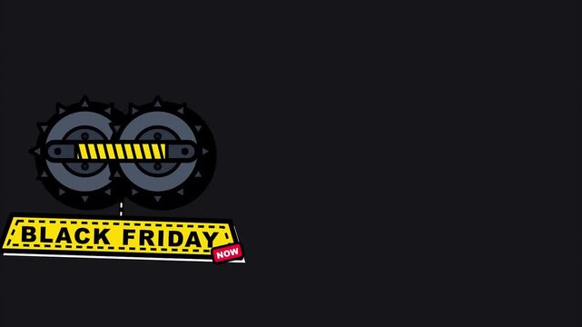 Industrial gears crushing a price tag for black friday copy space