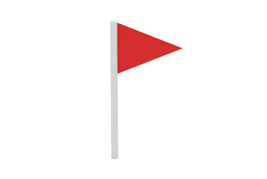 Red flag icon on white pole isolated on black background, 3D render for warning sign or goal milestone