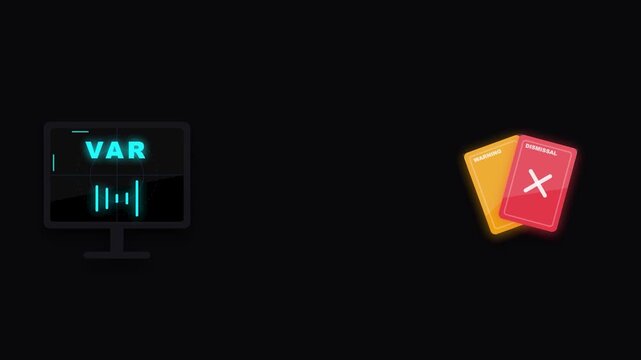 Soccer video assistant referee var display and cards with copy space