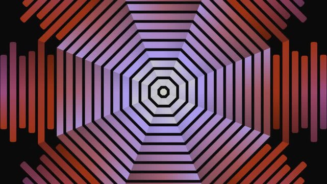Vibrant geometric pattern of colorful lines forming a hexagon shape