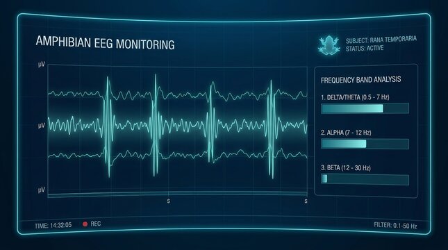 Amphibian EEG Monitoring with Frequency Band Analysis Display