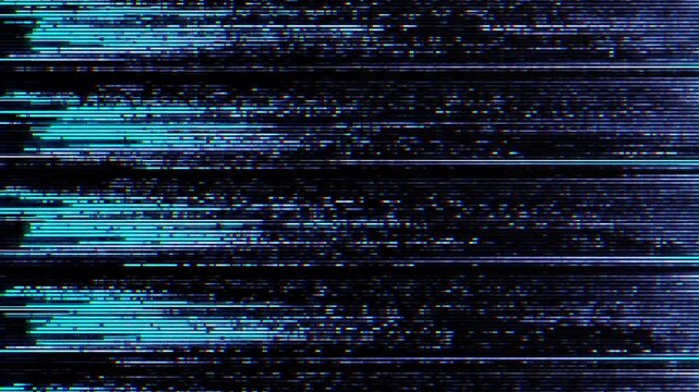 Abstract blue digital glitch background with horizontal scanning lines and signal interference, cyber tech aesthetic. Ideal for technology, computing, and cybersecurity design concepts.