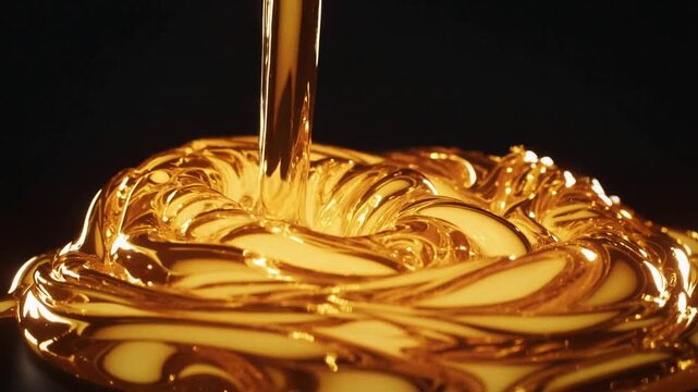 Or liquide en fusion coulant au ralenti macro _ Molten liquid gold flowing slow motion macro shot