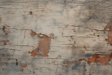 Fototapeta premium Weathered wooden surface displaying a decaying texture with peeling white paint