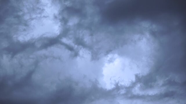 Dramatic time-lapse of a dark, moody sky filled with heavy storm clouds.