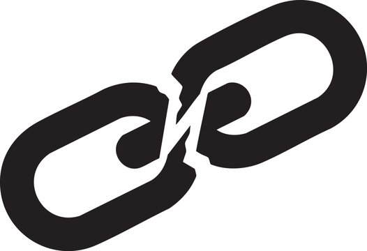 Broken chain link symbol representing freedom separation or disconnection