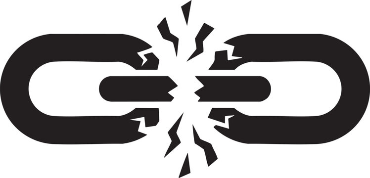 Broken chain link icon illustration symbol of weakness failure or security breach
