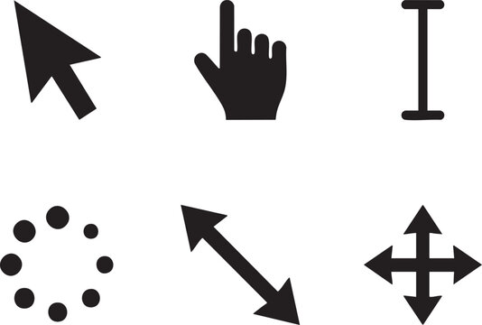 Computer mouse cursor icons set