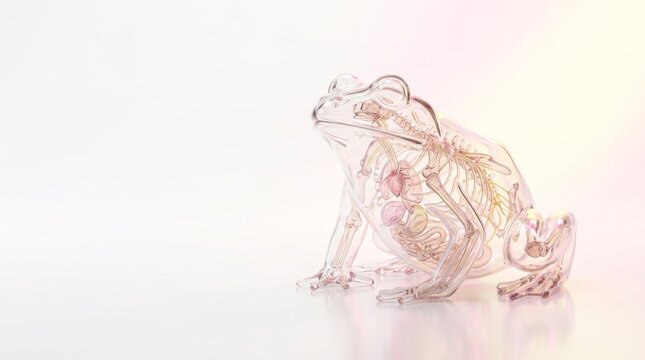 Transparent Frog Anatomy Model with Detailed Internal Structures
