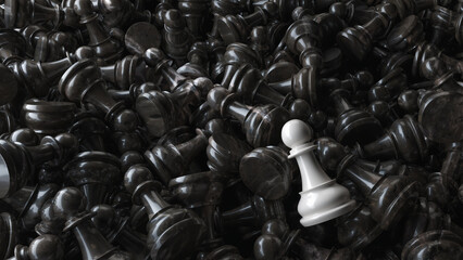 Obraz premium A pile of chess pieces. 3D render