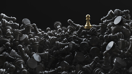 Obraz premium A pile of chess pieces. 3D render