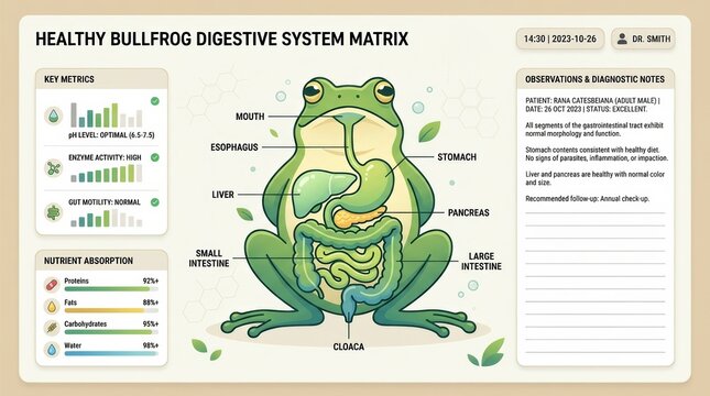 Detailed Diagram of a Healthy Bullfrog Digestive System Analysis