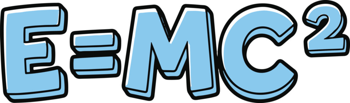 E=MC&sup2; Einstein's Famous Equation Cartoon Style