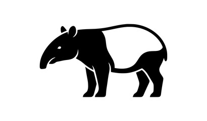 Tapir Animal Silhouette Vector, Tropical Wildlife Mammal Illustration Design © Crafts Home