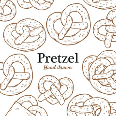 Fototapeta premium Isolated Pretzel bread outline drawing vector illustration