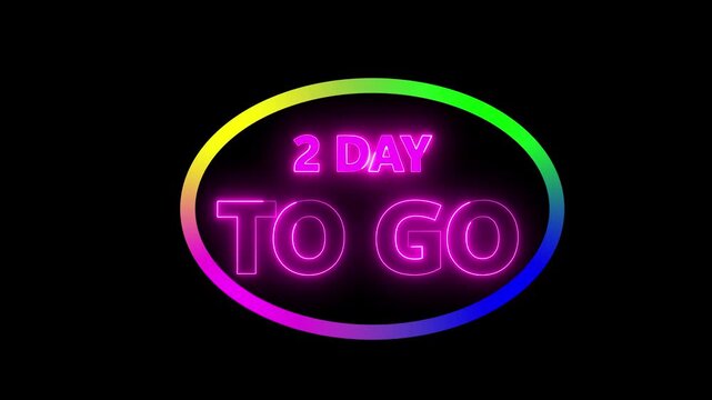 2 day to go, countdown timer animation, stopwatch running numbers, 2 day left reminder, event launch preparation video.Count time, Motion graphics 4K videoc