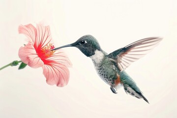 Naklejka premium Hummingbird sipping nectar flower