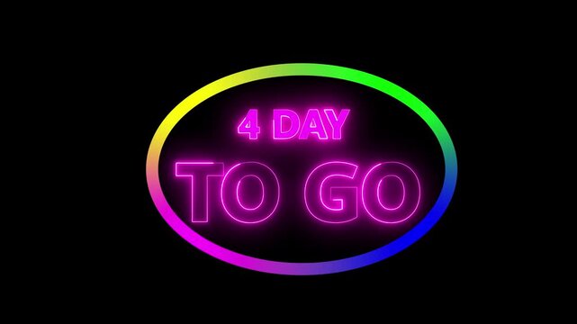 4 day to go, countdown timer animation, stopwatch running numbers, 4 day left reminder, event launch preparation video.Count time, Motion graphics 4K videoc