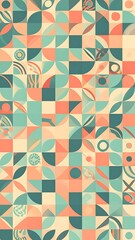 A colorful geometric pattern with various shapes