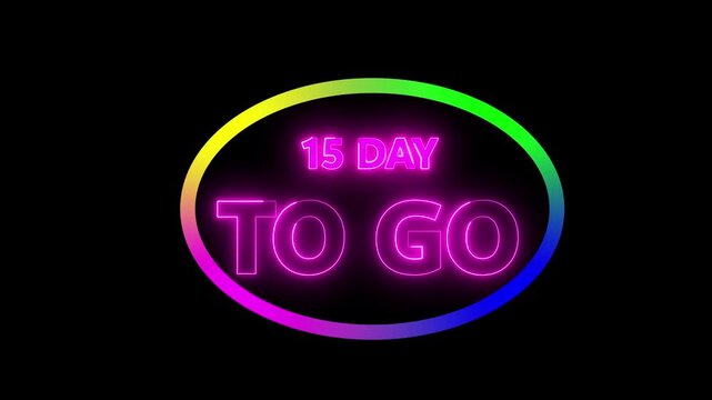 15 day to go, countdown timer animation, stopwatch running numbers, 1 5day left reminder, event launch preparation video.Count time, Motion graphics 4K videoc