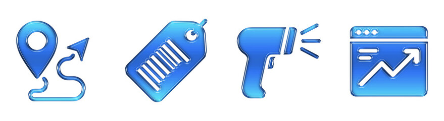 Navigation Tag Scanner Analysis 3D Glossy Gradient Icons Set. Transparent PNG © artiq