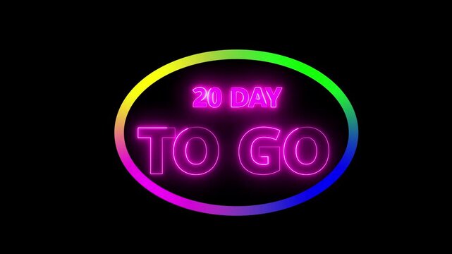 20 day to go, countdown timer animation, stopwatch running numbers,20 day left reminder, event launch preparation video.Count time, Motion graphics 4K videoc