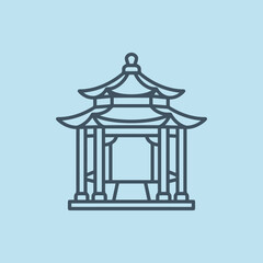 Obraz premium A simple line art illustration of a traditional wooden pavilion