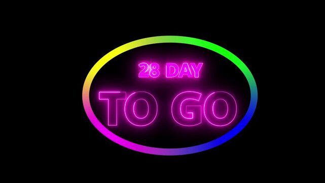 28 day to go, countdown timer animation, stopwatch running numbers,28 day left reminder, event launch preparation video.Count time, Motion graphics 4K videoc