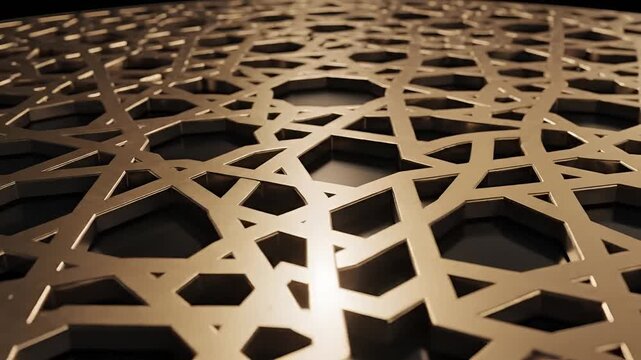 Intricate Geometric Metal Screen Pattern Close Up.