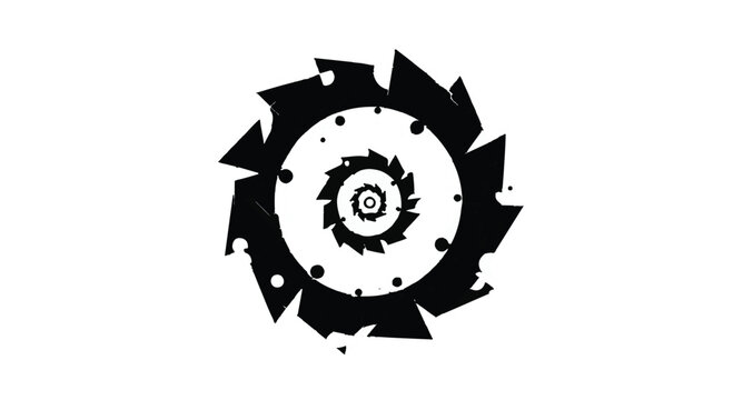 Gear rotating in a mechanical pattern represents the precision of industrial engineering processes and the complex connectivity of modern machinery systems in a minimalist black and white design.