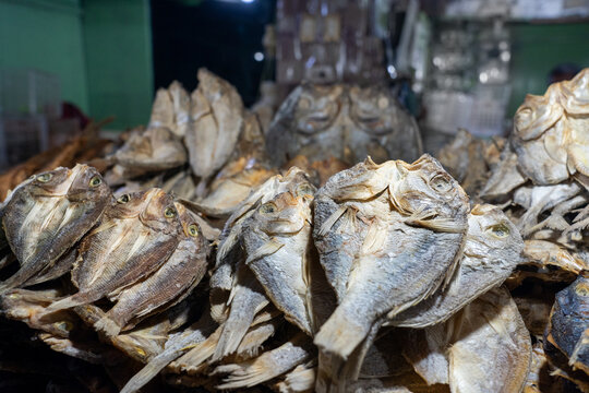 Close up of traditional sun dried danggit fish at a Filipino market