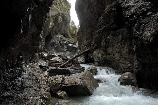 Gorge Partnachklamm near Partenkirchen, Upper Bavaria, Germany