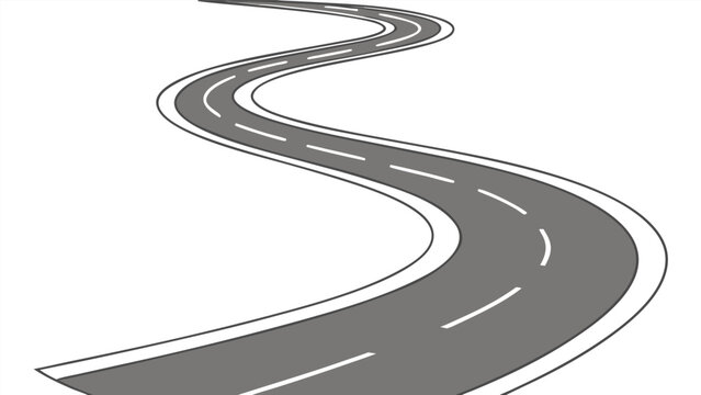 Winding road highway perspective graphic illustration with transportation direction perspective illustration movement