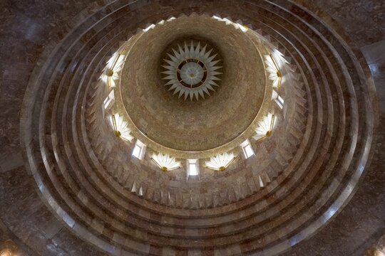 Impressive dome view with geometric architecture and light, Yazidi temple, Yazidi temple, the largest Yazidi temple in the world is called Quba Mere Diwane, Aknalich, Aknalich, Armavir district, Armenia