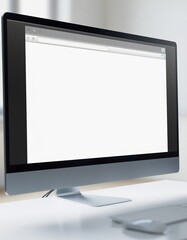 Fototapeta premium Blank desktop monitor mockup in modern workspace