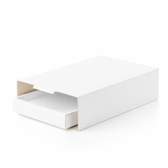 Fototapeta premium Open White Drawer Box Mockup on Isolated Background