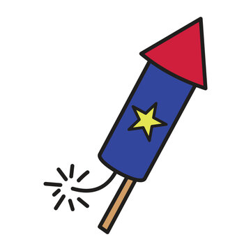 Vibrant juneteenth element vector illustration of a festive firework rocket celebrating freedom