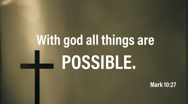 Motivational bible word of god with jesus cross symbol on light in dark background. Christian faith
