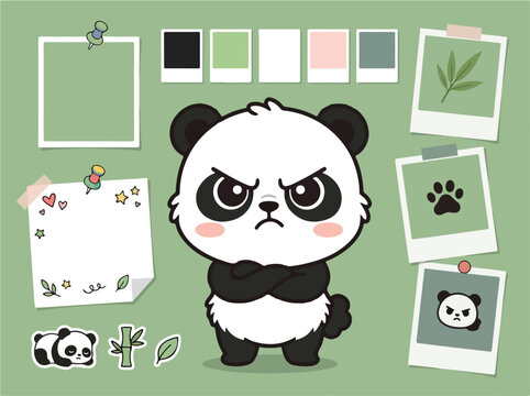 Angry Cartoon Panda Character Design.