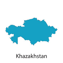 Obraz premium Map of Kazakhstan with country name and solid blue outline