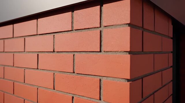 Closeup of a Red Brick Wall Corner Texture and Pattern.