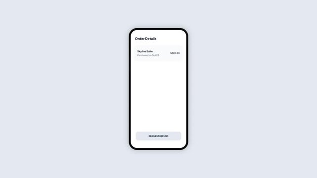Mobile App UI Concept of Hotel Booking Details Screen Tracking Processing Refund to Successful Status with Blue and Green Indicator Elements